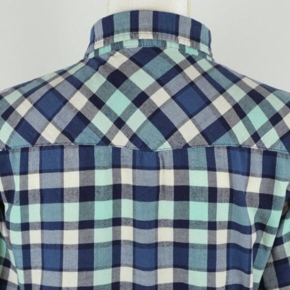 Jachs Girlfriend Bea Women's Medium Blue White Plaid Lightweight Flannel Shirt - Picture 5 of 9